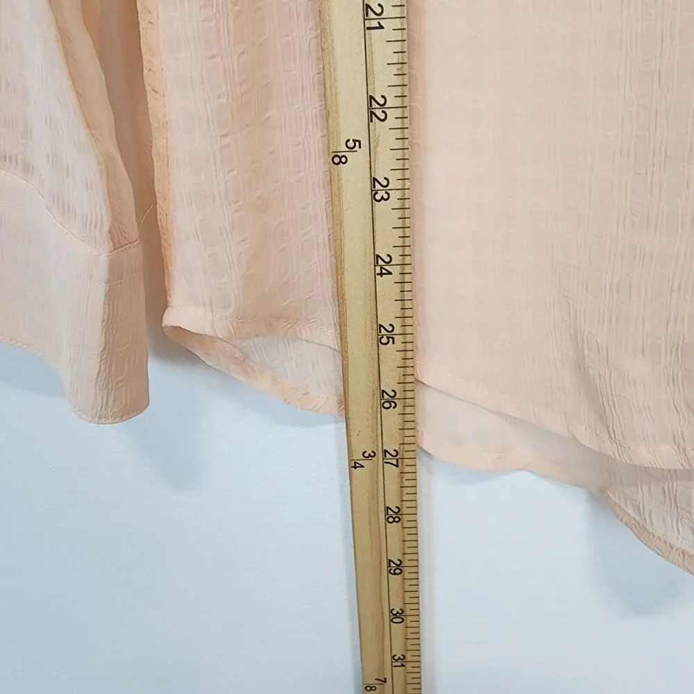 Adriano Goldschmied Womens Career Blouse Size XS Pink Sheer Collared Lightweight